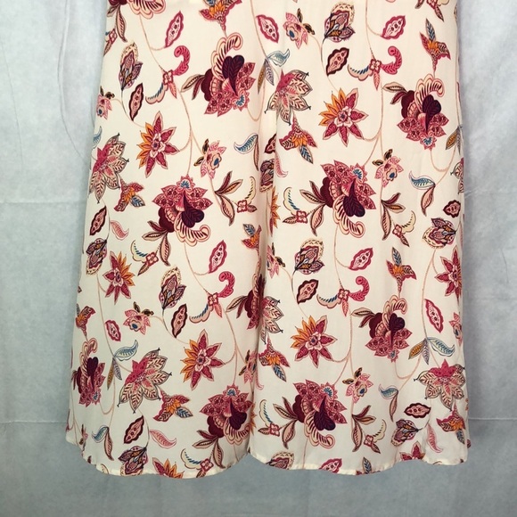 LOFT Outlet Womens Cream  Pink Floral Sleeveless Fit Flare Dress Size 12 - Picture 4 of 12